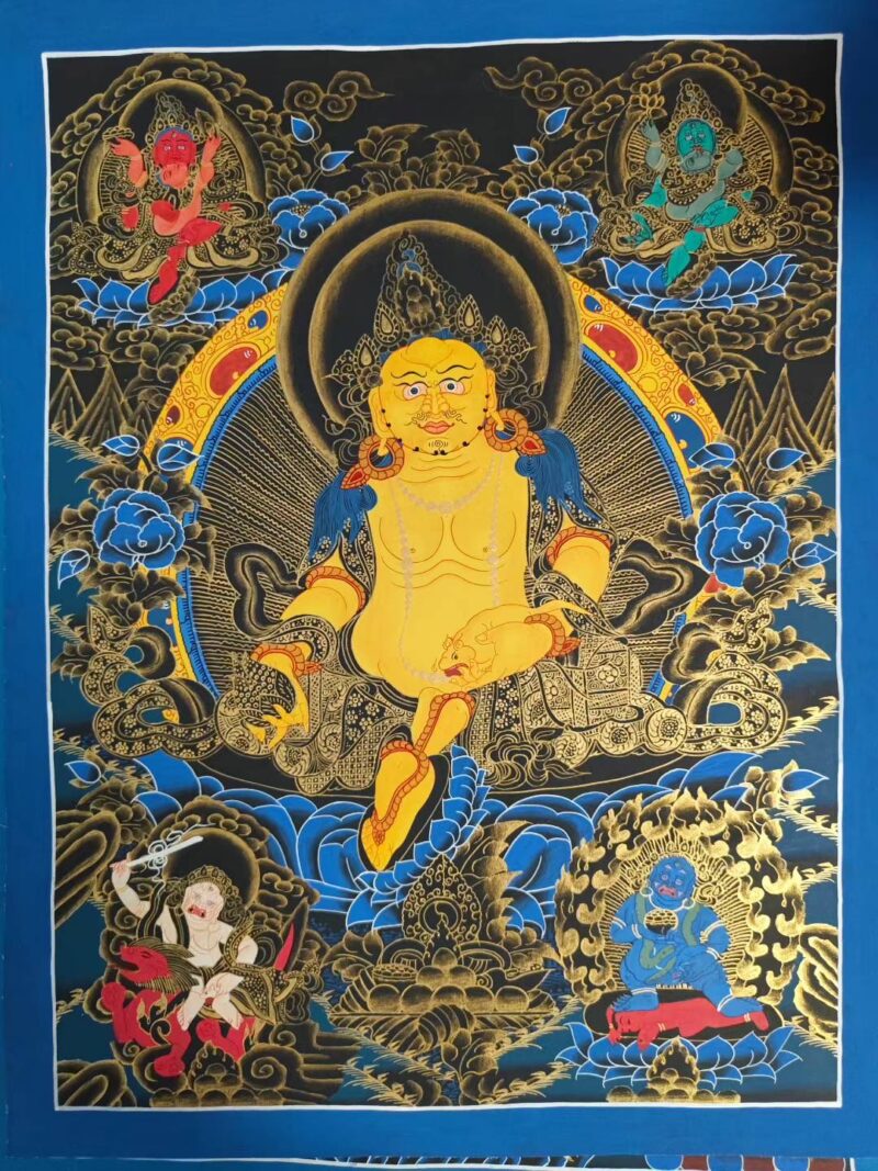 Five Jambhala Thangka – 75×50cm Tibetan Wealth God